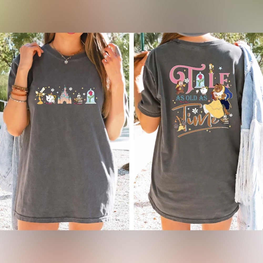 Vintage Disney Beauty and the Beast Belle Princess Comfort Colors 2-sided Shirt
